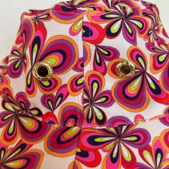 Trina Turk Bucket Shade Hat Retro MCM Flower Pink Orange Red  display picture 1